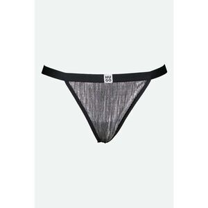 Chiloti tanga cu aspect lucios - Negru/Argintiu imagine