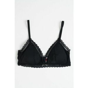 Sutien cu insertii de dantela si animal print - Negru imagine