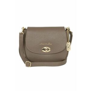 Geanta crossbody din piele cu clapa - Maro taupe imagine