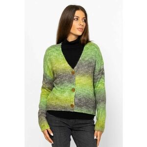 Cardigan cu model tie-dye si decolteu in V - Verde/Gri inchis imagine