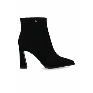 Ghete elegante din piele intoarsa neagra cu toc imagine