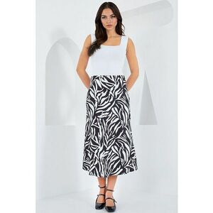 Fusta midi HiCCUP - A-Form - satin - alb/negru imagine