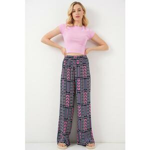 Pantaloni dama - HiCCUP - Talie inalta - Textil - Bleumarin imagine
