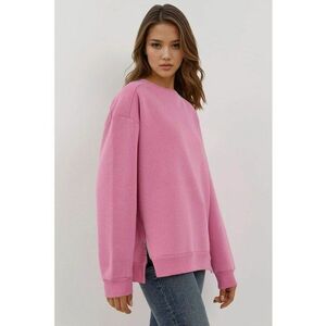 Hanorac dama texturat - guler rotund - fermoar - textil - roz orhidee imagine