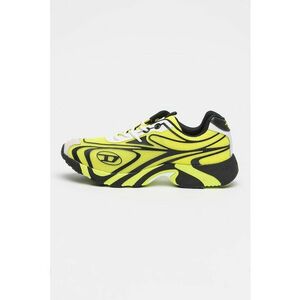 Pantofi sport low-cut din material textil - Negru/Verde lime imagine