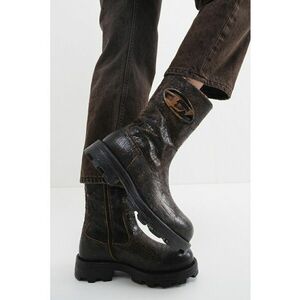 Cizme mid-calf din piele Hammer - Maro inchis imagine