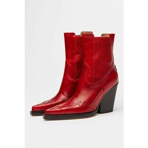 Botine de piele cu aspect brodat Dallas - Rosu inchis imagine
