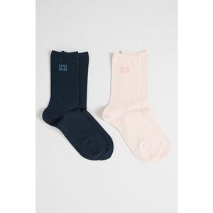 Set de sosete lungi cu imprimeu logo - 2 piese - Negru/Piersica imagine
