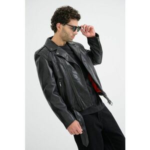 Jacheta de piele cu o curea - Negru imagine