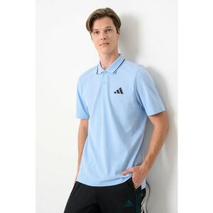 Tricou polo de bumbac - Albastru pastel imagine