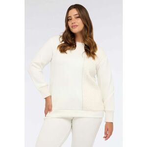 Bluza de trening regular fit cu decolteu la baza gatului - Crem imagine