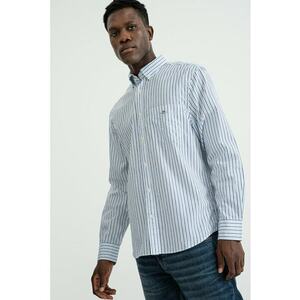 Camasa regular-fit cu dungi si guler Oxford - Alb/Albastru imagine