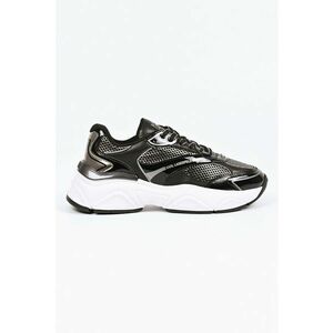 Pantofi sport cu garnituri din piele - Negru imagine