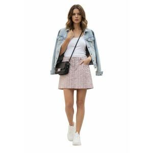 Fusta de dama Richmond din in si bumbac - mini - in dungi - roz - imagine