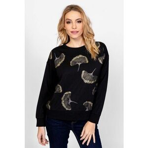 Bluza din amestec de modal cu aplicatii - Auriu/Albastru ultramarin imagine
