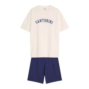 Pijama barbati Santorini - bumbac - alb/albastru imagine