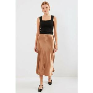 Fusta Midi Elastica A-Forma HiCCUP - Maro - Satin imagine