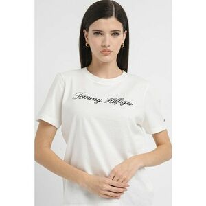 Tricou de bumbac organic cu broderie logo - Alb imagine