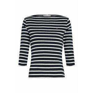 Bluza slim-fit de bumbac cu maneci trei sferturi - Alb/Bleumarin imagine