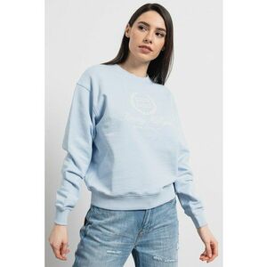 Bluza de trening cu decolteu la baza gatului si logo brodat - Alb/Albastru deschis imagine