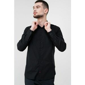 Camasa slim fit din amestec de bumbac - Negru imagine