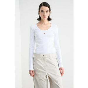 Bluza slim fit cu decolteu rotund - Alb imagine