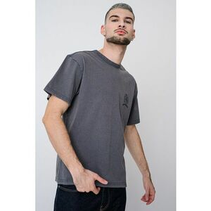 Tricou de bumbac cu aspect decolorat - Gri cenusiu imagine