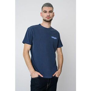 Tricou regular fit de bumbac cu decolteu la baza gatului - Albastru indigo imagine
