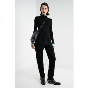 Pulover slim fit din amestec de lana - Negru/Turcoaz imagine