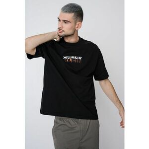 Tricou de bumbac cu logo brodat - Negru imagine