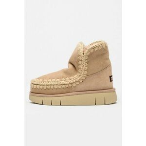 Ghete flatform de piele intoarsa Eskimo - Bej/Roz prafuit imagine