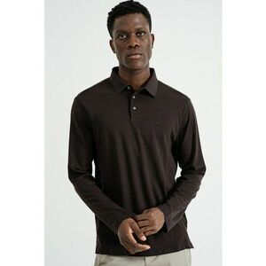 Bluza polo uni din bumbac - Maro inchis imagine