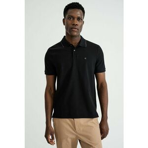 Tricou polo din bumbac pique - Negru imagine