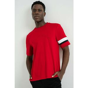 Tricou cu logo brodat - Rosu vermillion imagine