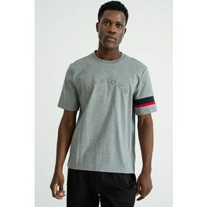 Tricou cu logo brodat - Gri inchis melange imagine