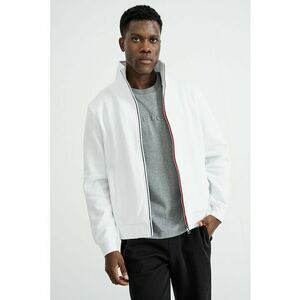 Bluza de trening din amestec de bumbac organic cu fermoar - Alb optic imagine