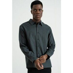 Camasa regular fit de bumbac cu logo brodat - Gri antracit imagine
