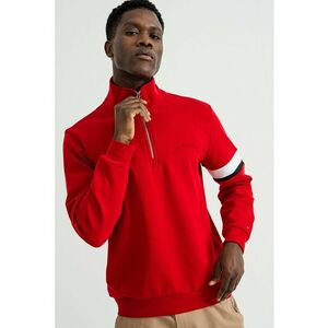 Bluza de trening din amestec de bumbac organic cu fenta cu fermoar - Rosu vermillion imagine