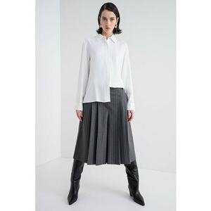 Pantaloni capri culotte cu dungi - Gri inchis imagine