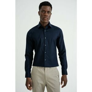 Camasa slim-fit cu model uni - Albastru ultramarin imagine