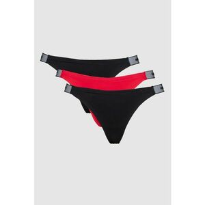 Set de chiloti tanga cu logo - 3 perechi - Rosu/Negru imagine