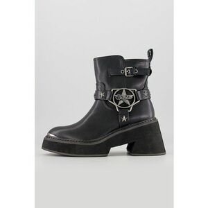 Ghete biker de piele ecologica cu toc masiv Bull Star - Negru imagine