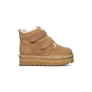 Ghete de piele intoarsa cu velcro Retro Larisa - Caramel imagine