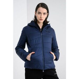 Jacheta matlasata cu croiala slim-fit si gluga - Bleumarin imagine