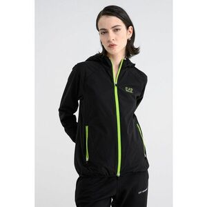 Jacheta cu buzunare cu fermoar si gluga - Negru/Verde lime imagine