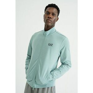 Bluza de trening cu guler inalt si fermoar - Albastru aquamarin imagine