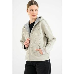 Hanorac regular fit decorat cu strasuri - Gri deschis imagine