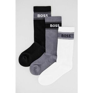 Set de sosete lungi cu detaliu logo - 3 perechi - Alb/Negru/Gri imagine
