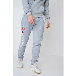 Pantaloni de trening cu croiala regular-fit si logo Machal - Rosu/Gri deschis/Bleumarin imagine