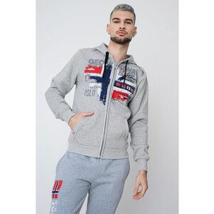Hanorac regular-fit cu logo Getchup - Rosu inchis/Gri deschis melange/Bleumarin imagine